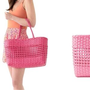 Stylish Pink Woven Beach and Pool Tote Bag
Choose pink or aqua